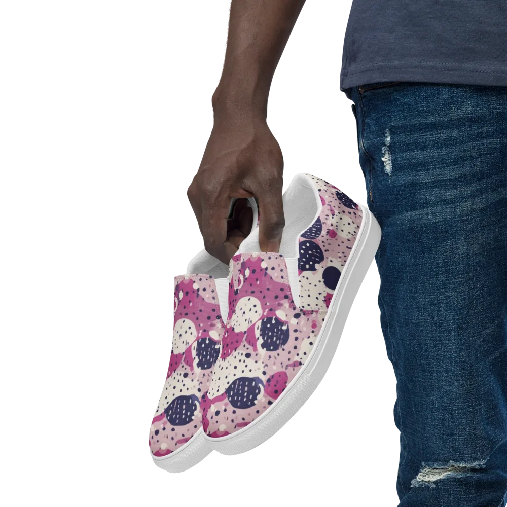 Neon Pebble Waltz on Men's Slip-On Canvas Shoes — Left Front