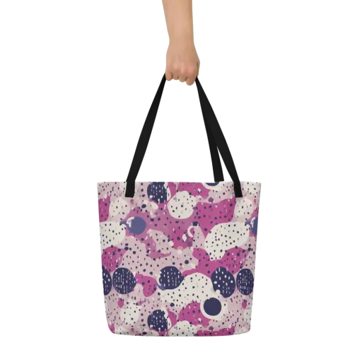 Neon Pebble Waltz on a Large Tote Bag W/ Pocket