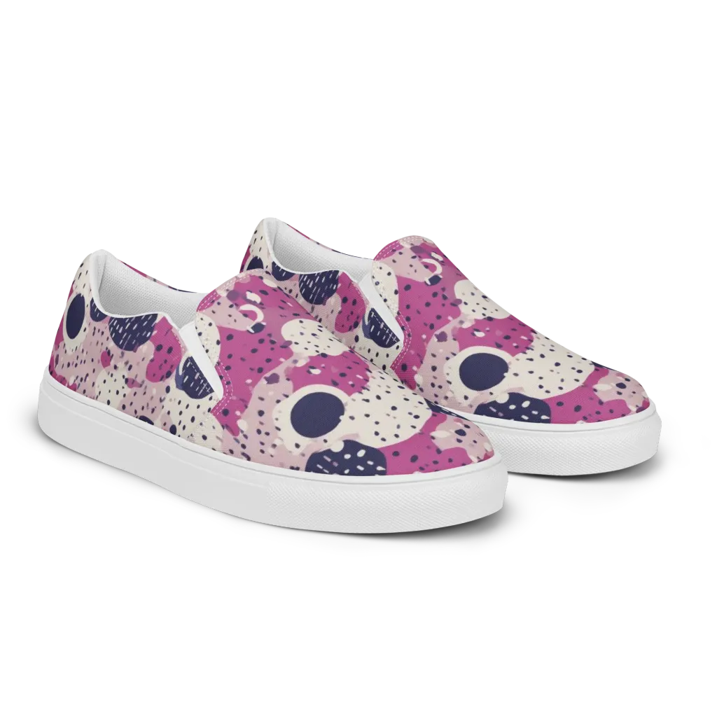 Neon Pebble Waltz on Women's Slip-On Canvas Shoes — Right Front