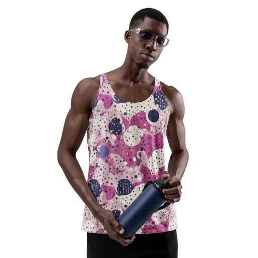 Neon Pebble Waltz on a Men's Tank Top