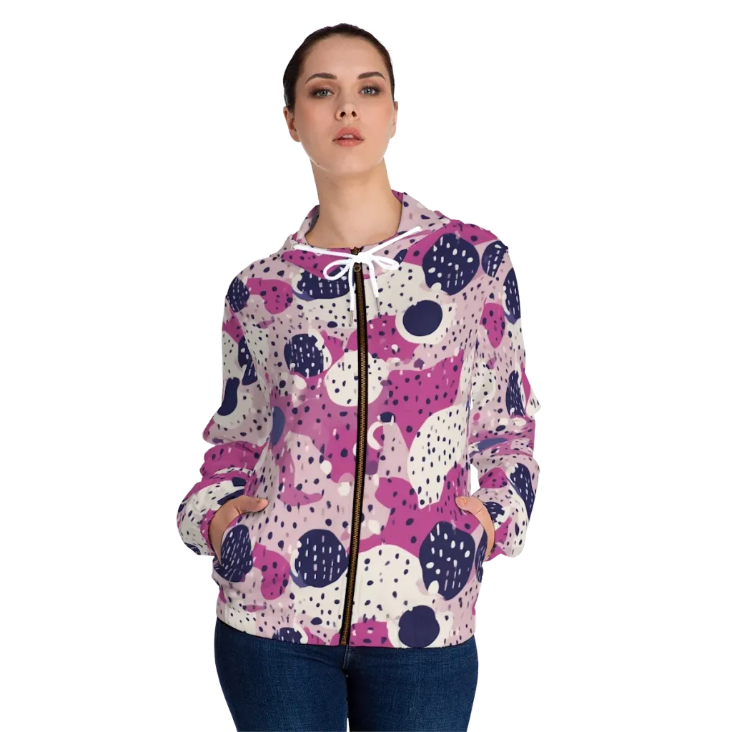 Neon Pebble Waltz on Women's Full-Zip Hoodie — Front On Person