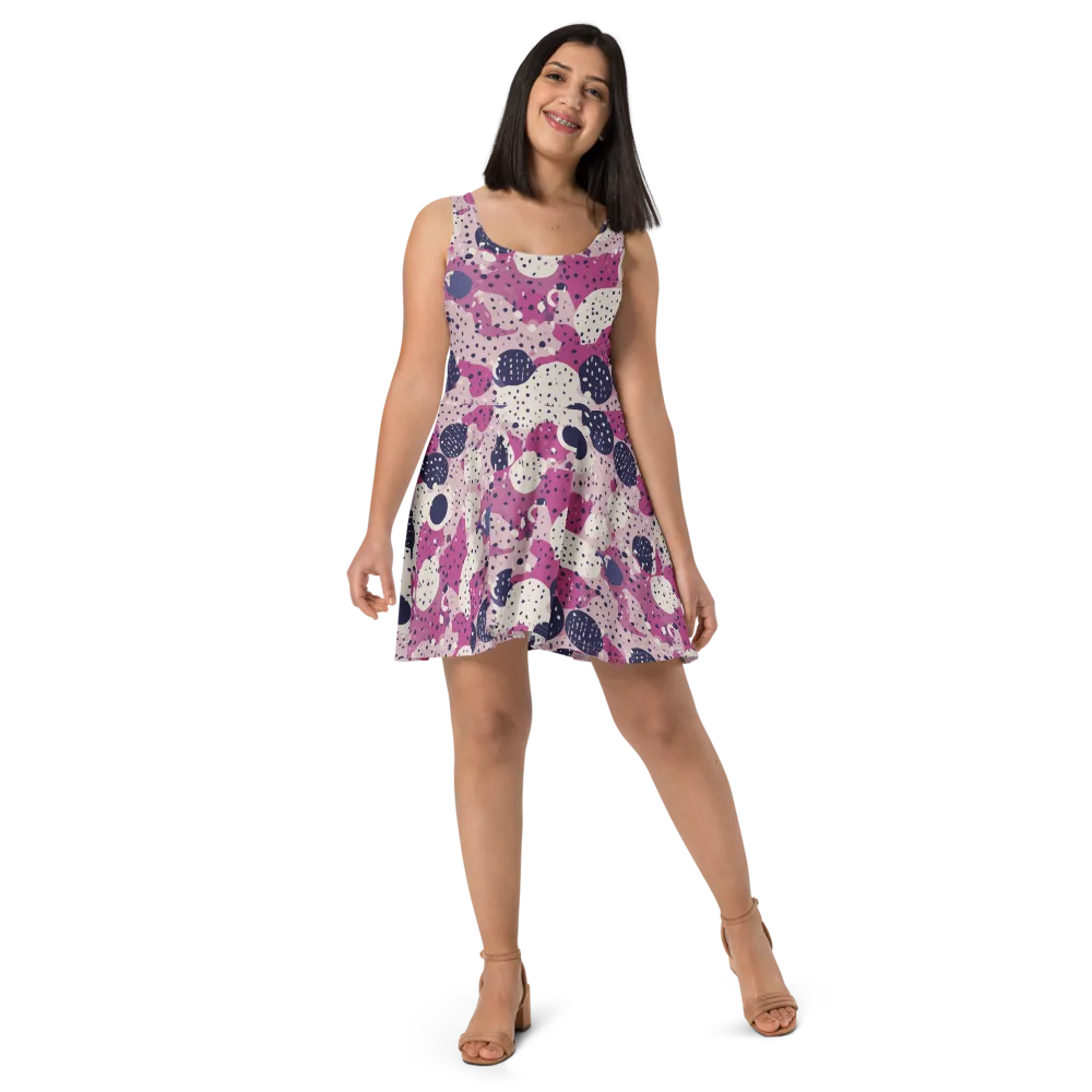 Neon Pebble Waltz on Skater Dress — Front