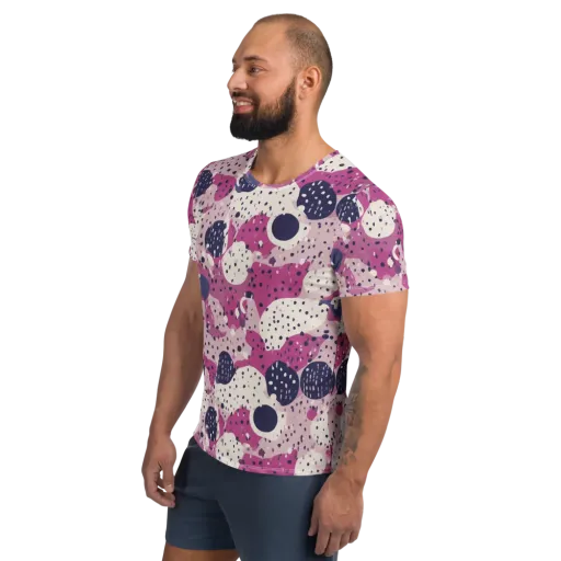 Neon Pebble Waltz on a Men's Athletic T-Shirt