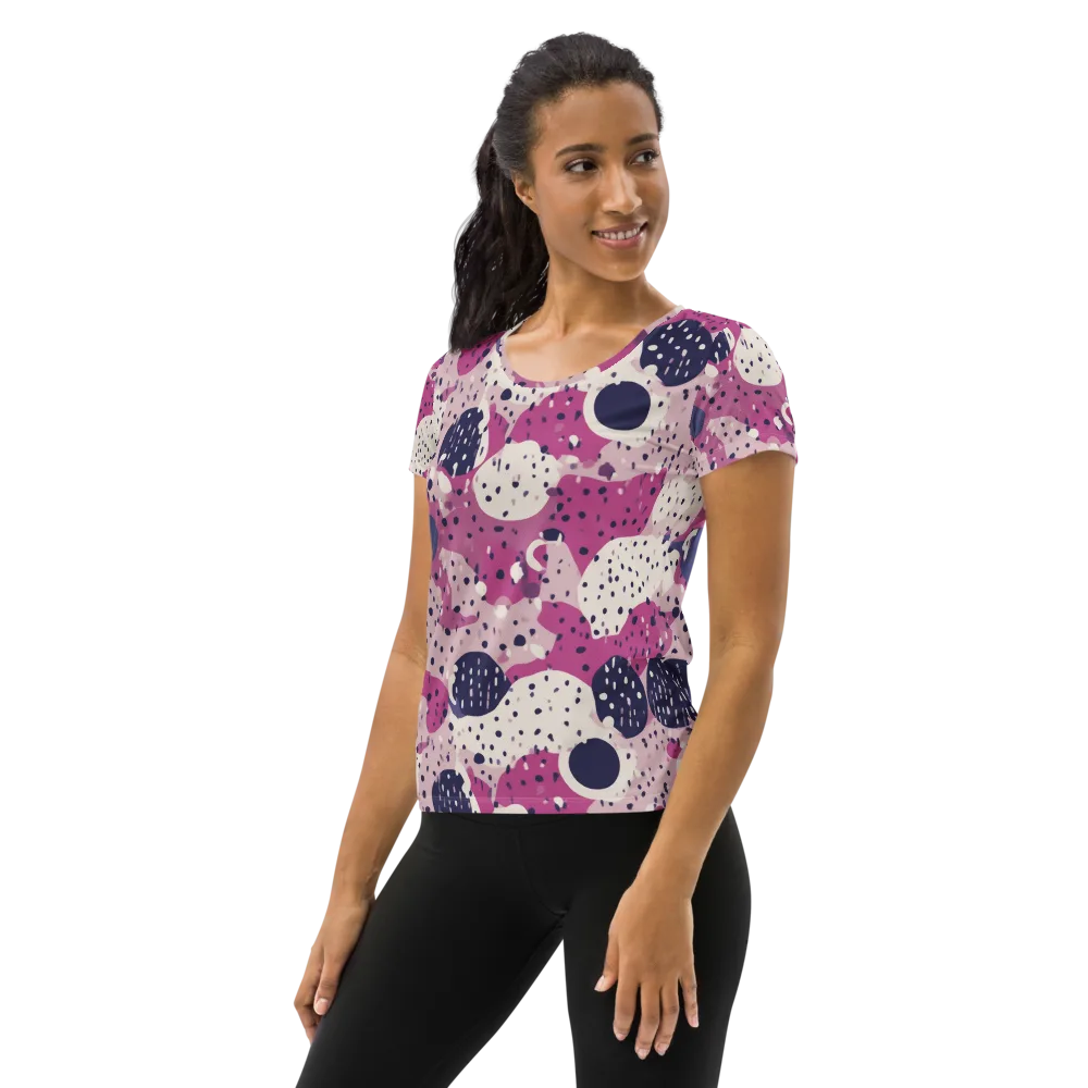 Neon Pebble Waltz on Women's Athletic T-Shirt — Left