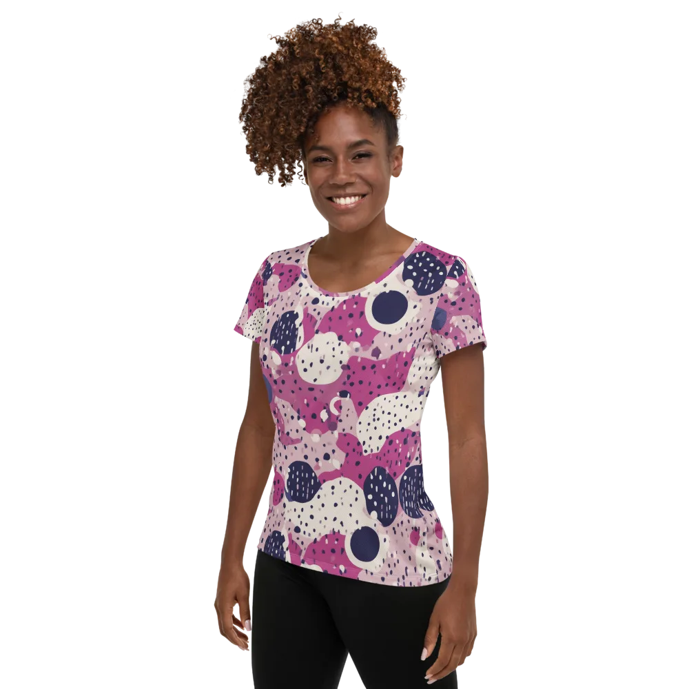 Neon Pebble Waltz on Women's Athletic T-Shirt — Left