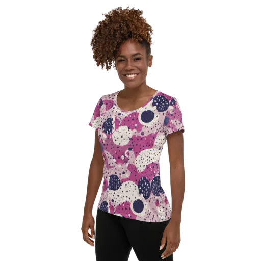 Neon Pebble Waltz on a Women's Athletic T-Shirt
