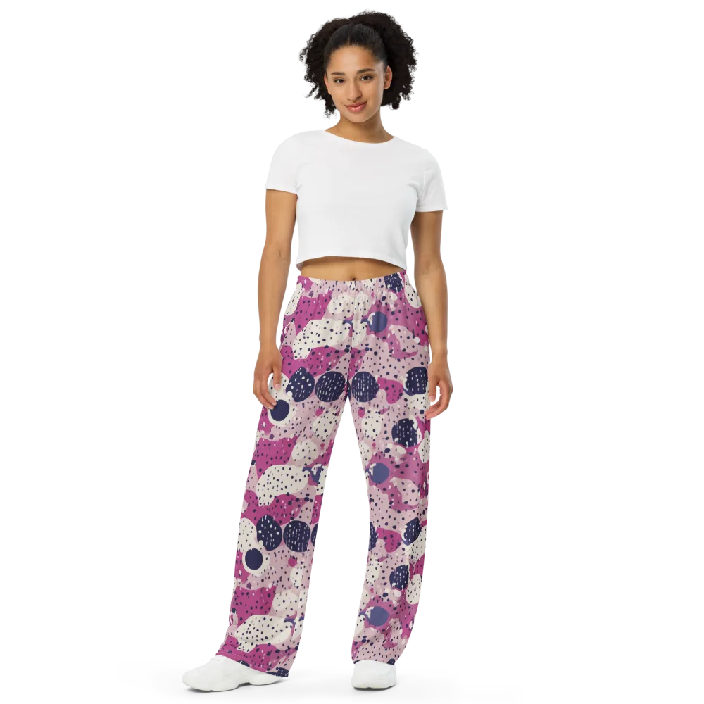Neon Pebble Waltz on Wide-Leg Pants — Front