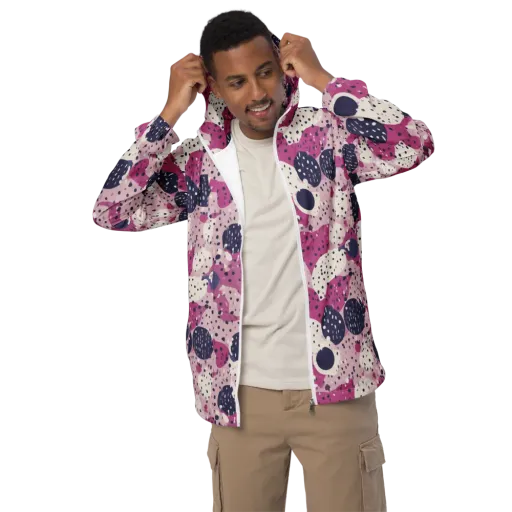 Neon Pebble Waltz on a Men's Windbreaker