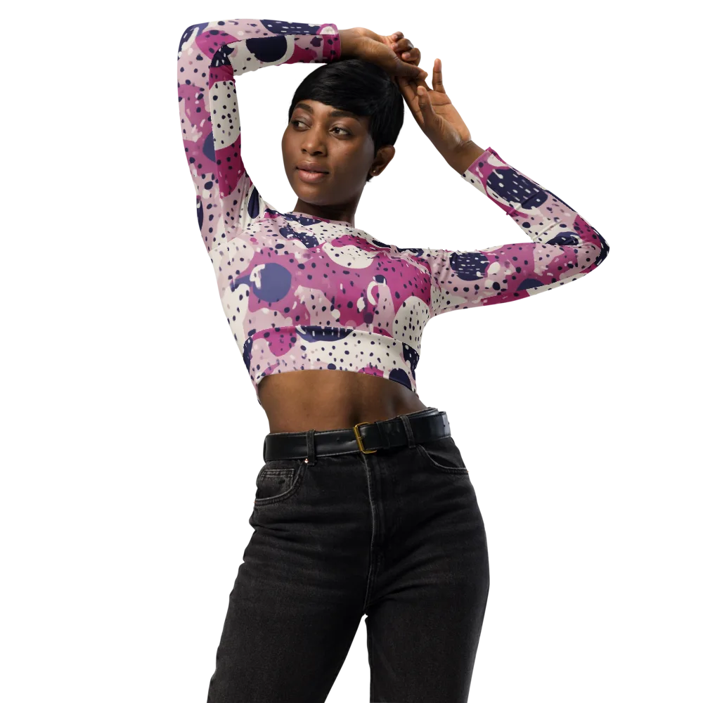 Neon Pebble Waltz on Long Sleeve Crop Top — Front