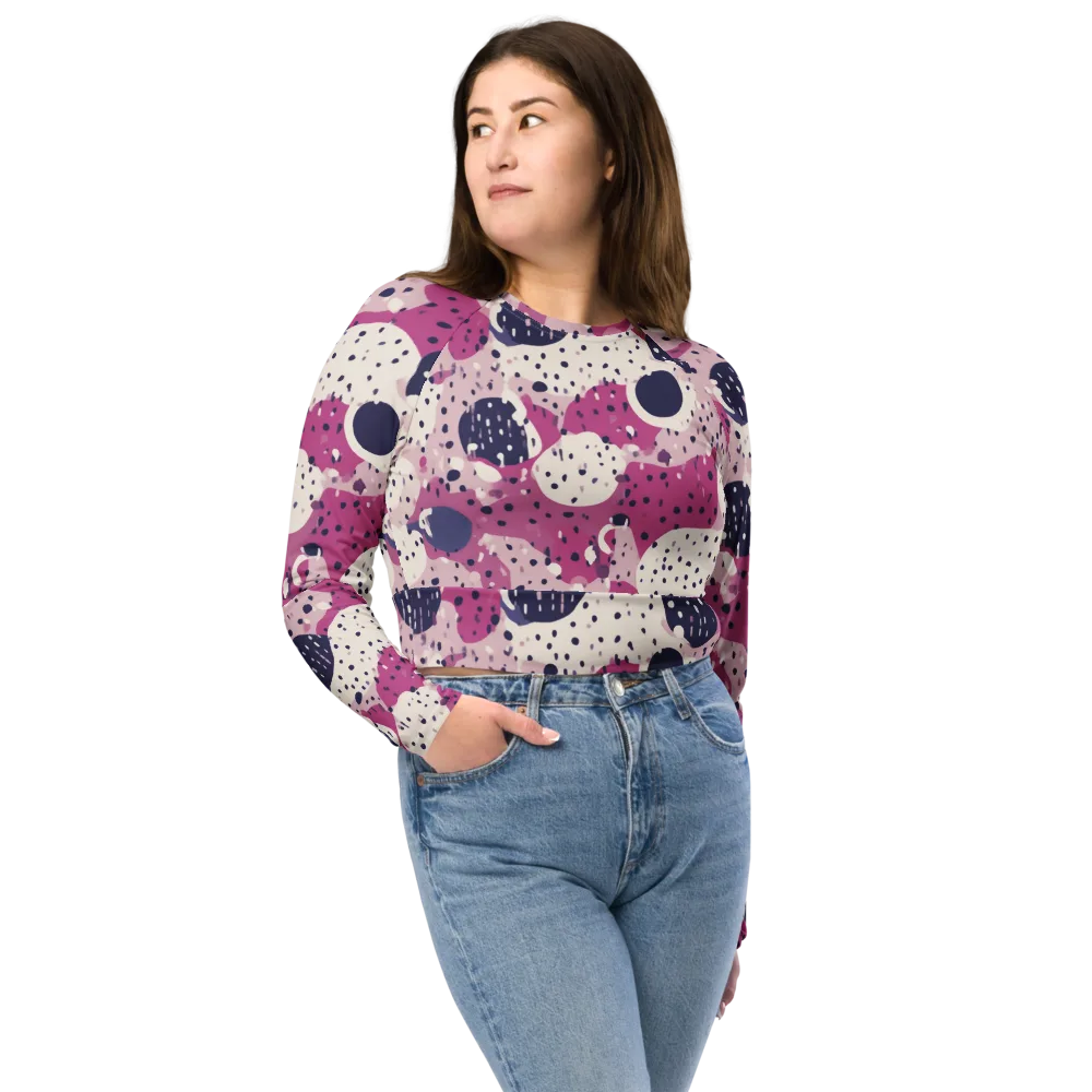 Neon Pebble Waltz on Long Sleeve Crop Top — Front