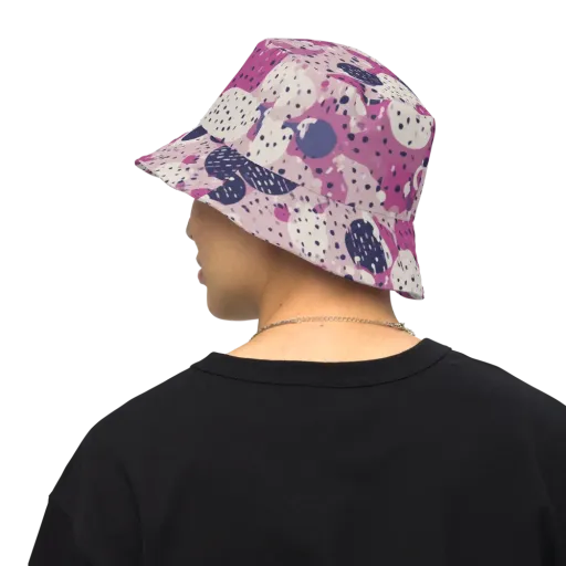 Neon Pebble Waltz on a Reversible Bucket Hat