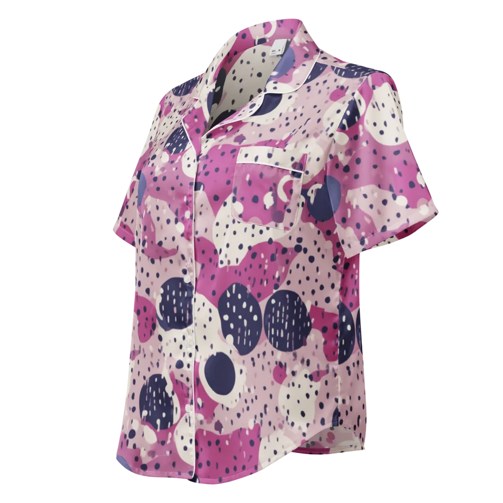 Neon Pebble Waltz on Women's Short Sleeve Pajama Top — Left Front