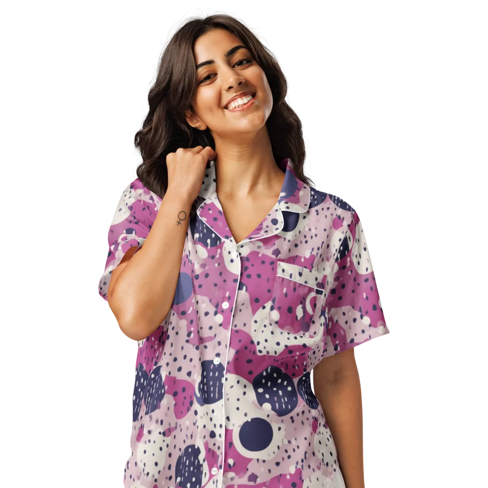 Neon Pebble Waltz on Women's Short Sleeve Pajama Top — Front