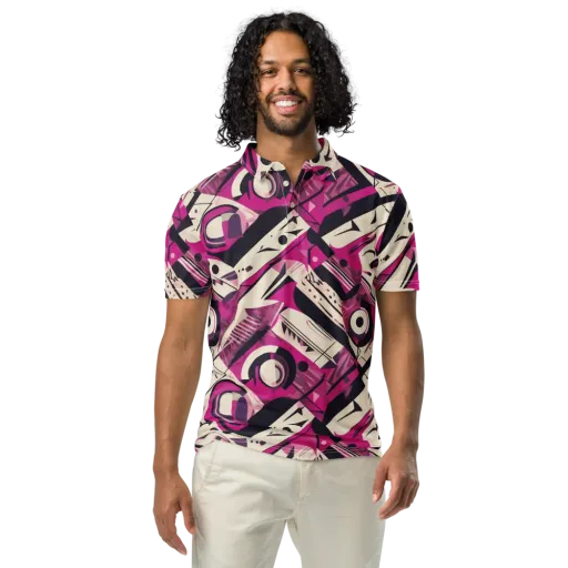Angular Pulse on a Men's Slim Fit Polo Shirt