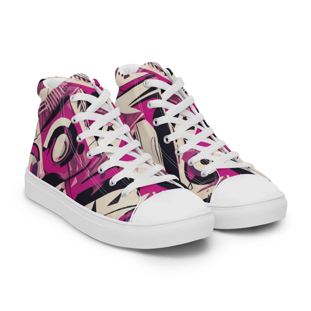 Angular Pulse on Men's High Top Canvas Shoes — Right Front