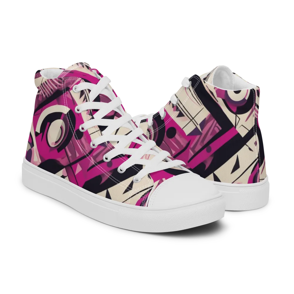 Angular Pulse on Men's High Top Canvas Shoes — Right