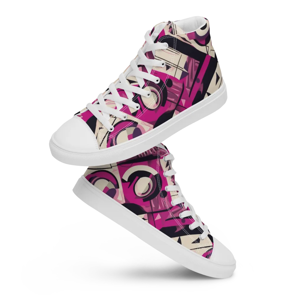 Angular Pulse on Men's High Top Canvas Shoes — Front