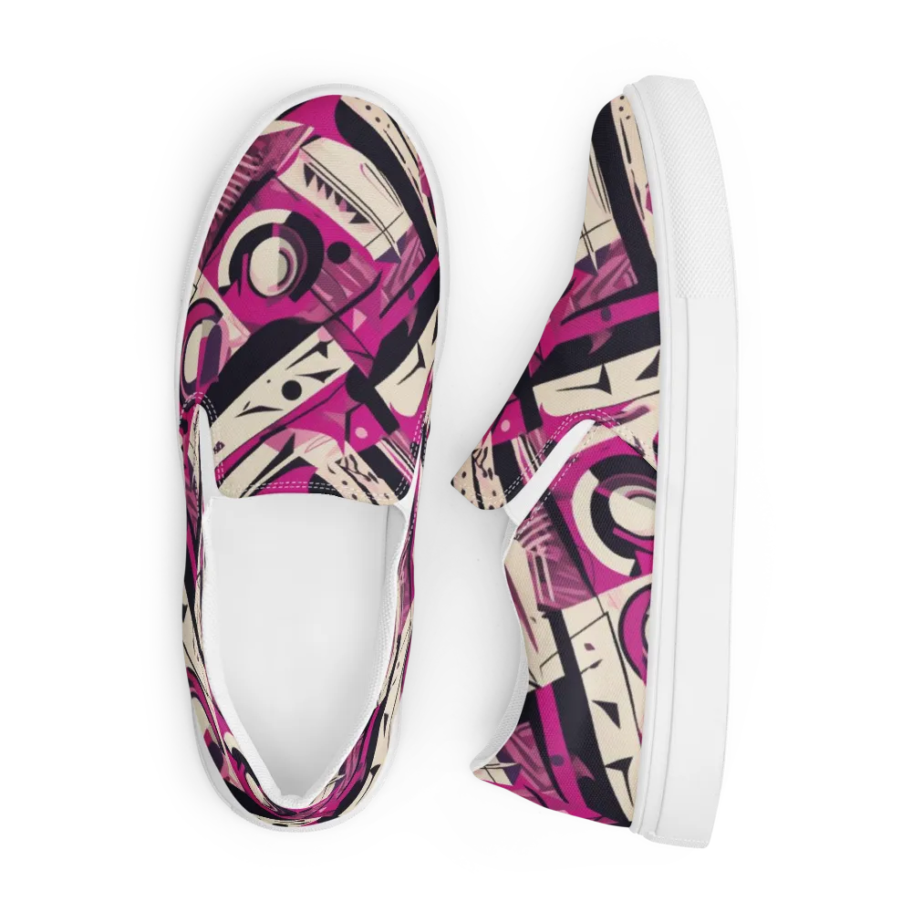 Angular Pulse on Men's Slip-On Canvas Shoes — Front