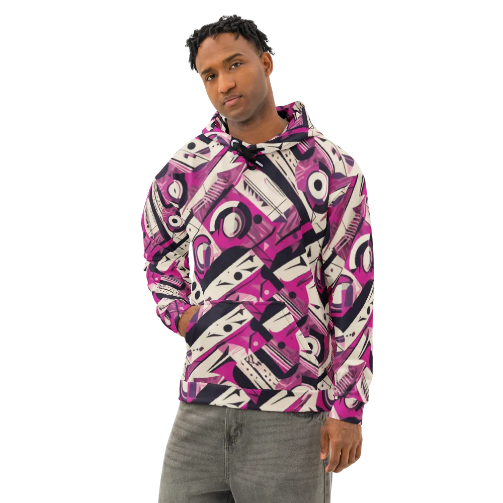Angular Pulse on Cotton Hoodie — Left Front