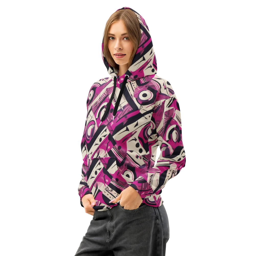 Angular Pulse on Cotton Hoodie — Left Front