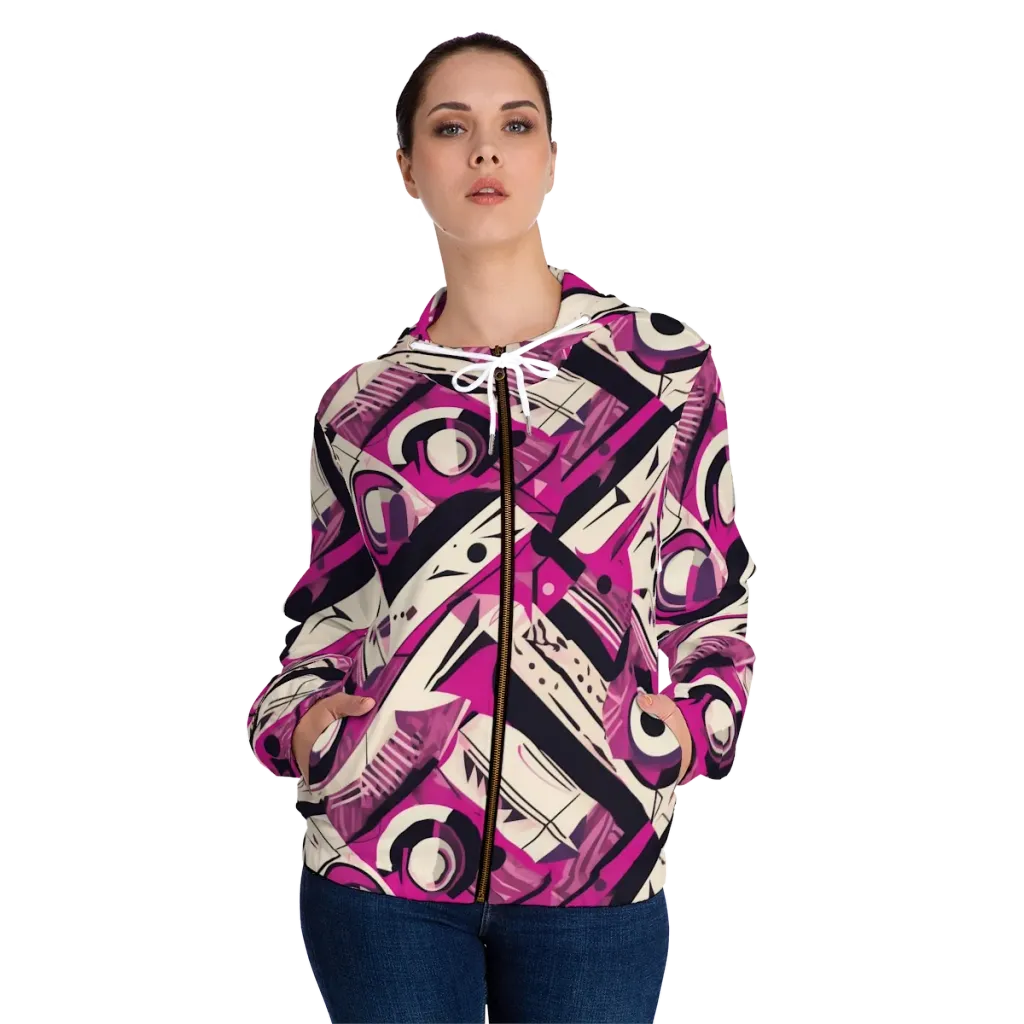 Angular Pulse on Women's Full-Zip Hoodie — Front On Person