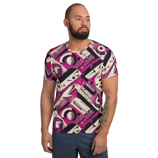 Angular Pulse on a Men's Athletic T-Shirt