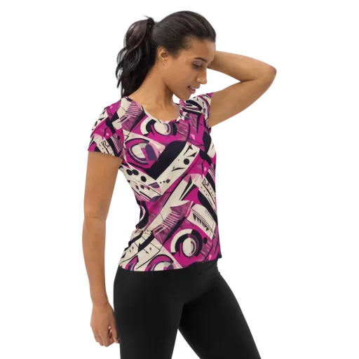 Angular Pulse on a Women's Athletic T-Shirt
