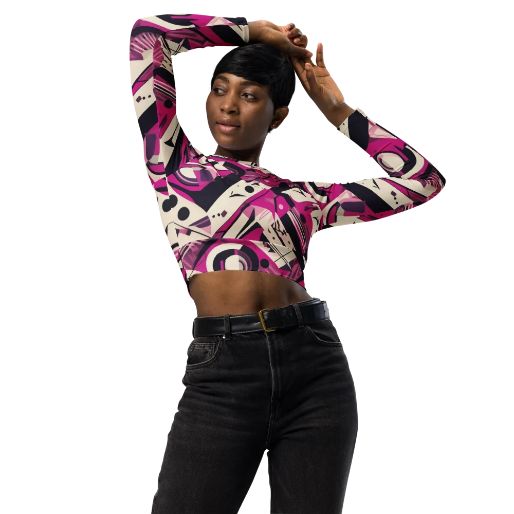 Angular Pulse on Long Sleeve Crop Top — Front