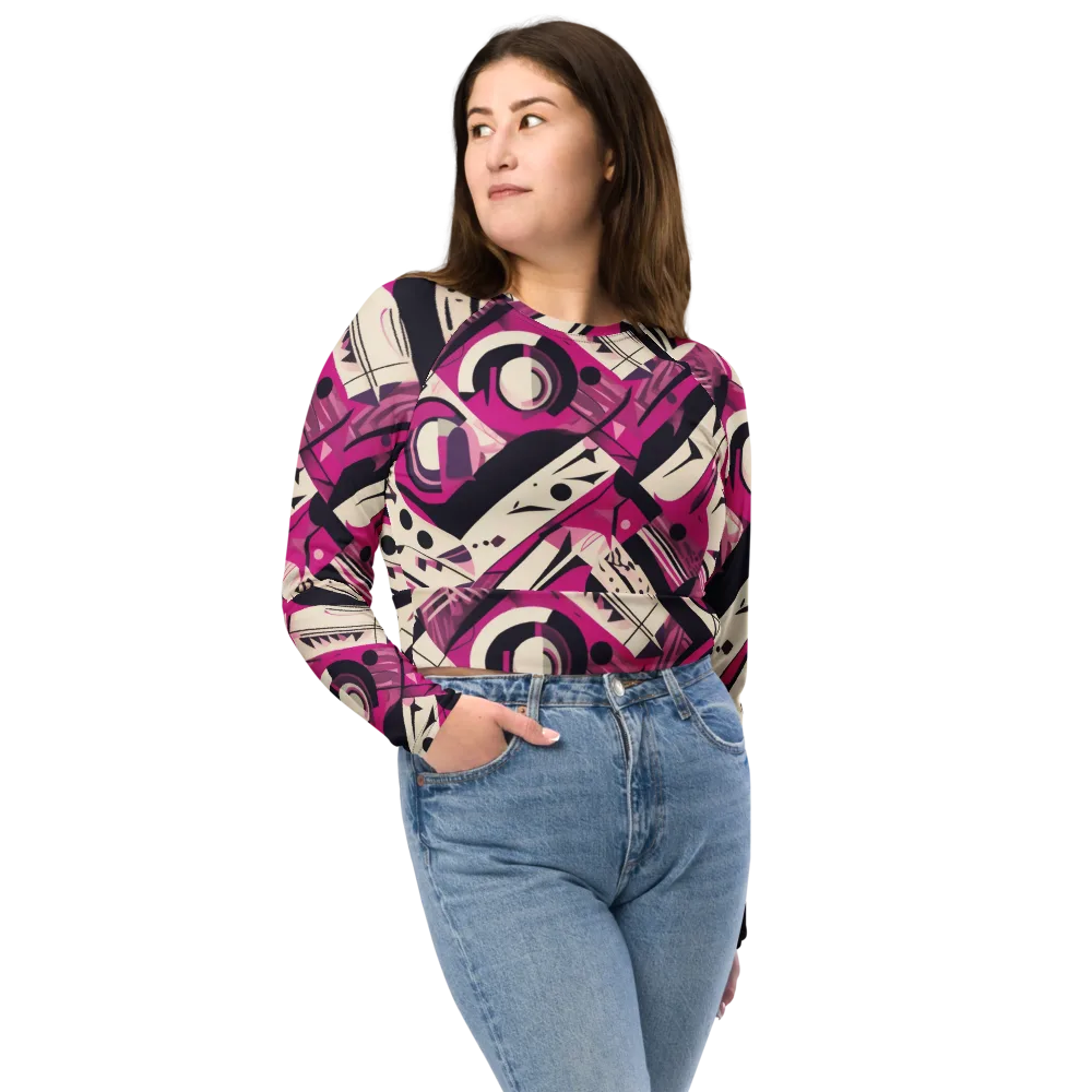 Angular Pulse on Long Sleeve Crop Top — Front