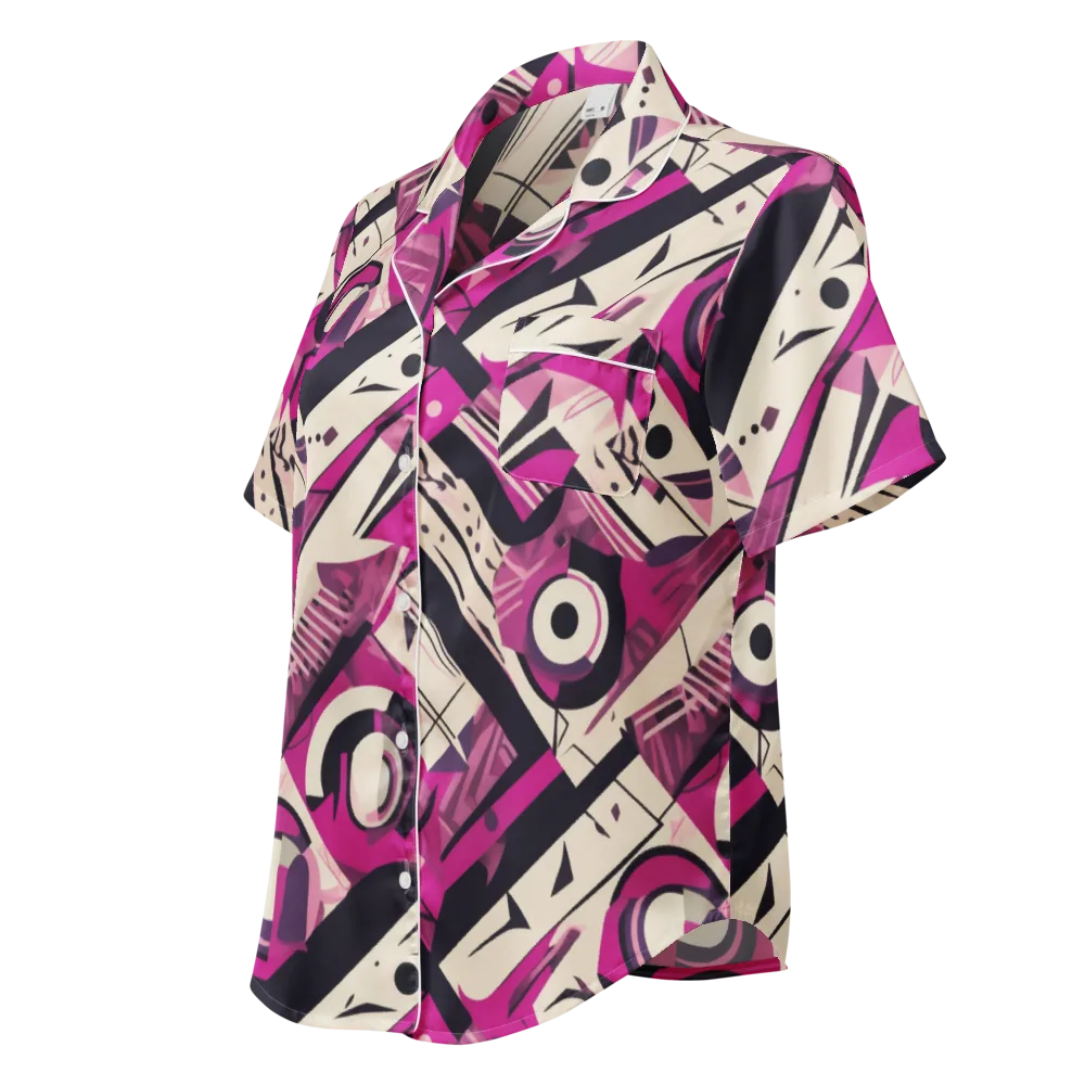 Angular Pulse on Women's Short Sleeve Pajama Top — Left Front