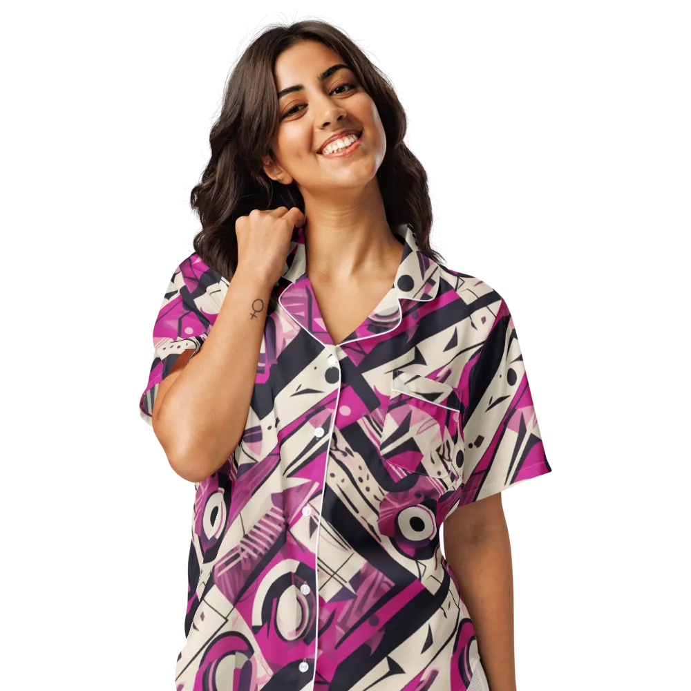 Angular Pulse on Women's Short Sleeve Pajama Top — Front
