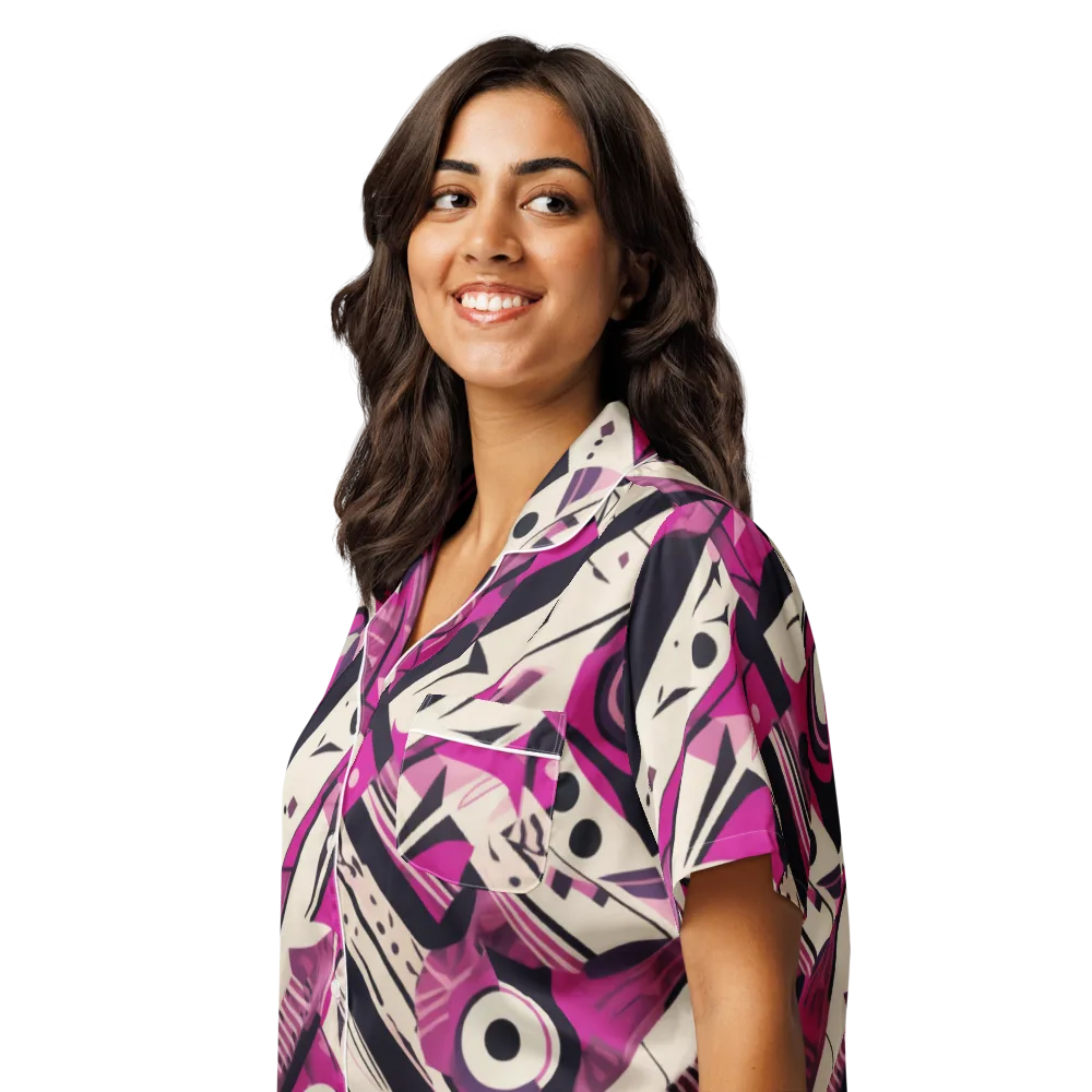 Angular Pulse on Women's Short Sleeve Pajama Top — Left Front