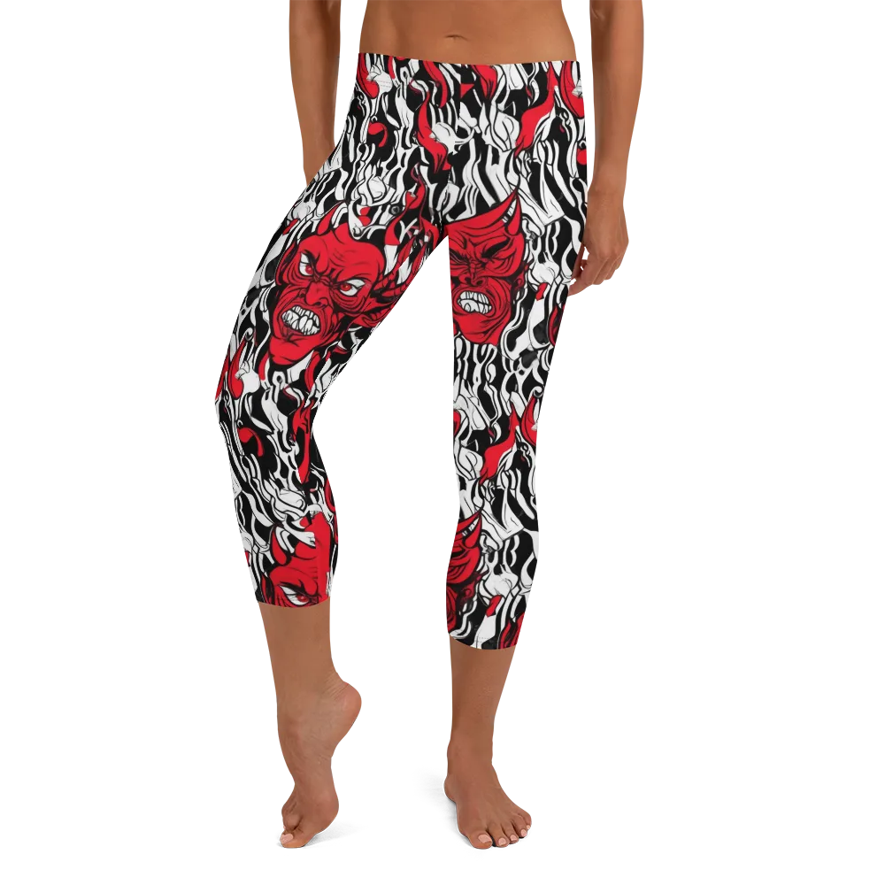 Devil’s Rorschach on Capri Leggings — Front