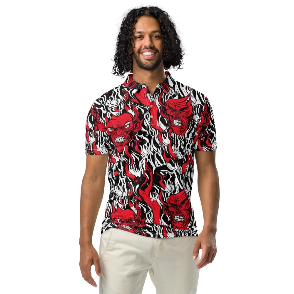 Devil’s Rorschach on Men's Slim Fit Polo Shirt — Front