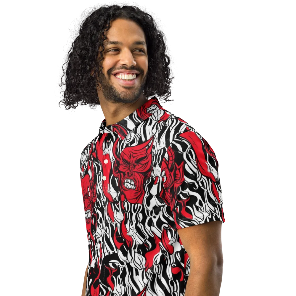 Devil’s Rorschach on Men's Slim Fit Polo Shirt — Left Front