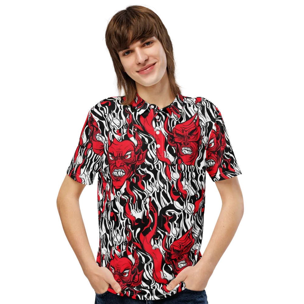 Devil’s Rorschach on Men's Slim Fit Polo Shirt — Front