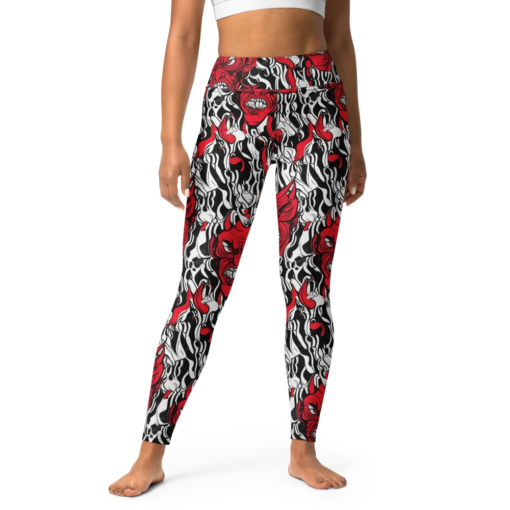 Devil’s Rorschach on Yoga Leggings — Front