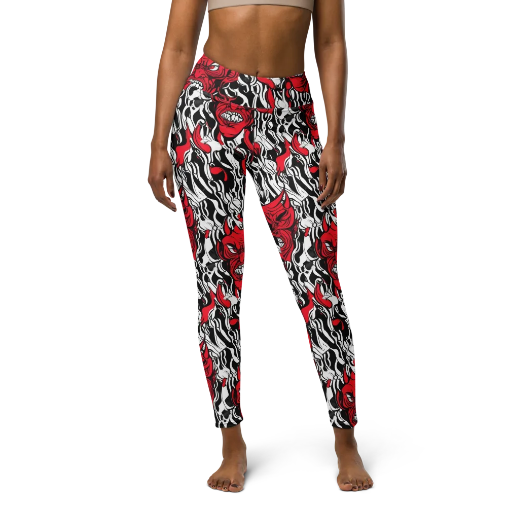Devil’s Rorschach on Yoga Leggings — Front