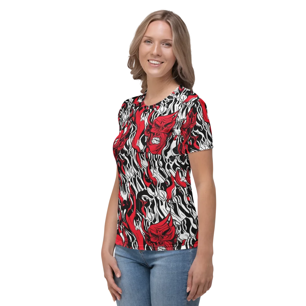 Devil’s Rorschach on Women's Crew Neck T-Shirt — Left