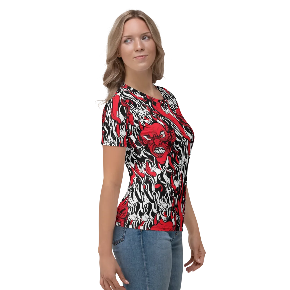 Devil’s Rorschach on Women's Crew Neck T-Shirt — Right