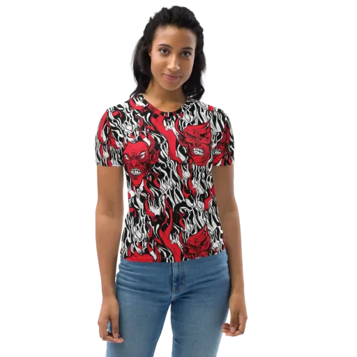 Devil’s Rorschach on a Women's Crew Neck T-Shirt