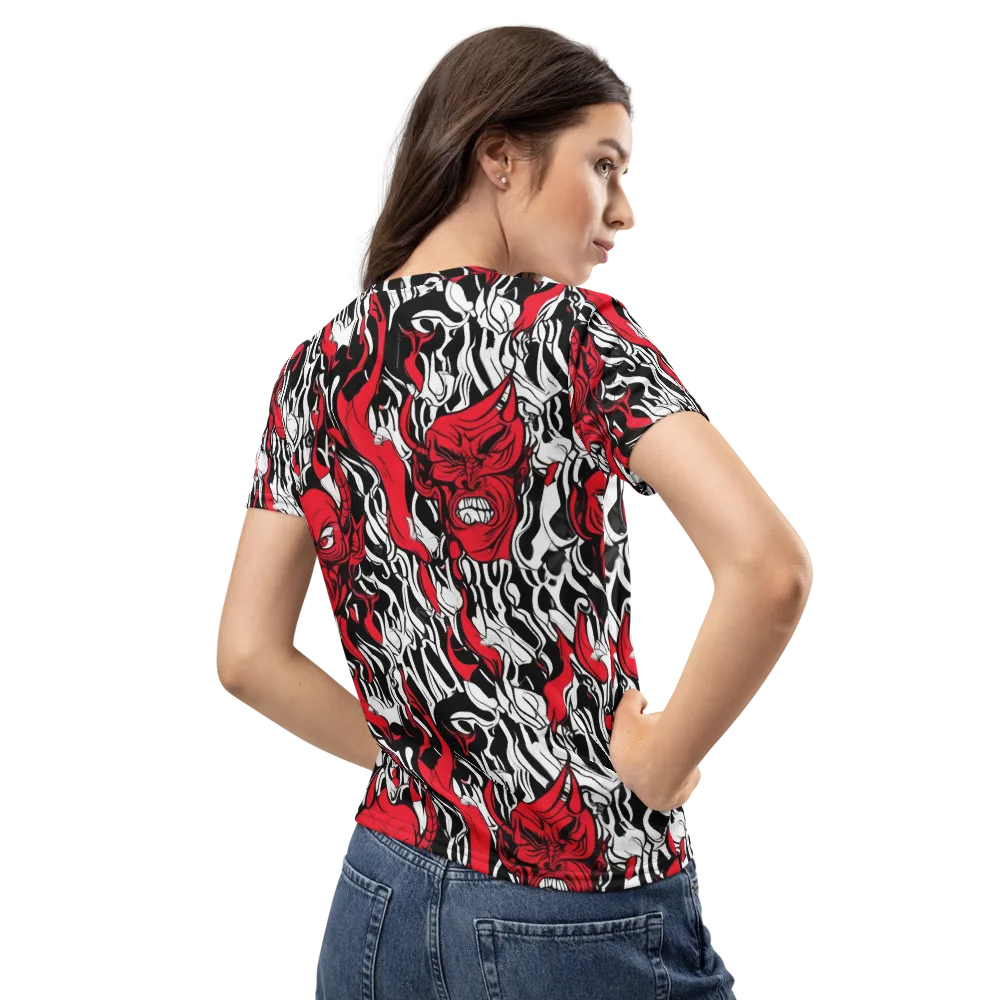 Devil’s Rorschach on Women's Crew Neck T-Shirt — Back