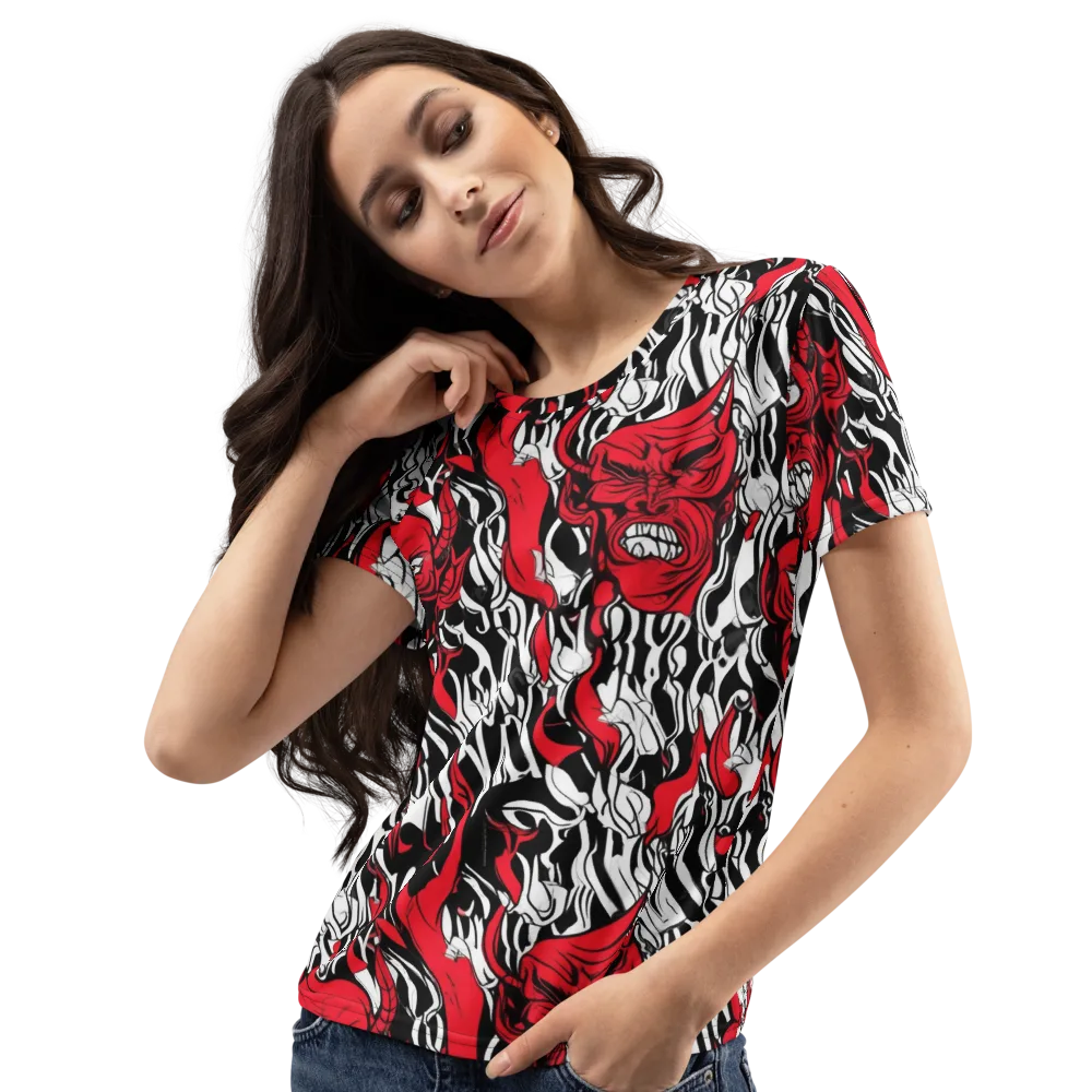 Devil’s Rorschach on Women's Crew Neck T-Shirt — Left Front