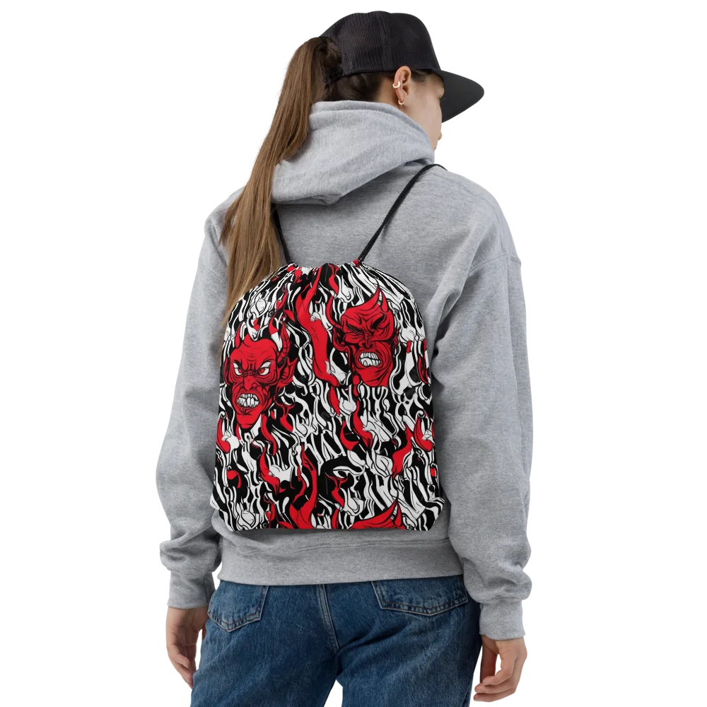Devil’s Rorschach on Drawstring Bag — Front