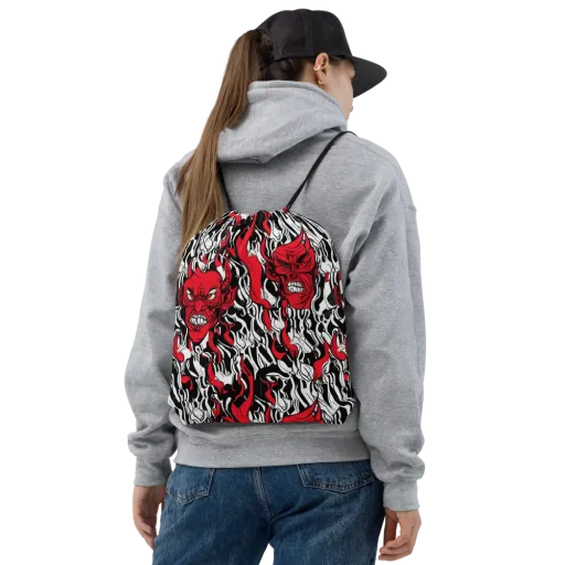 Devil’s Rorschach on a Drawstring Bag