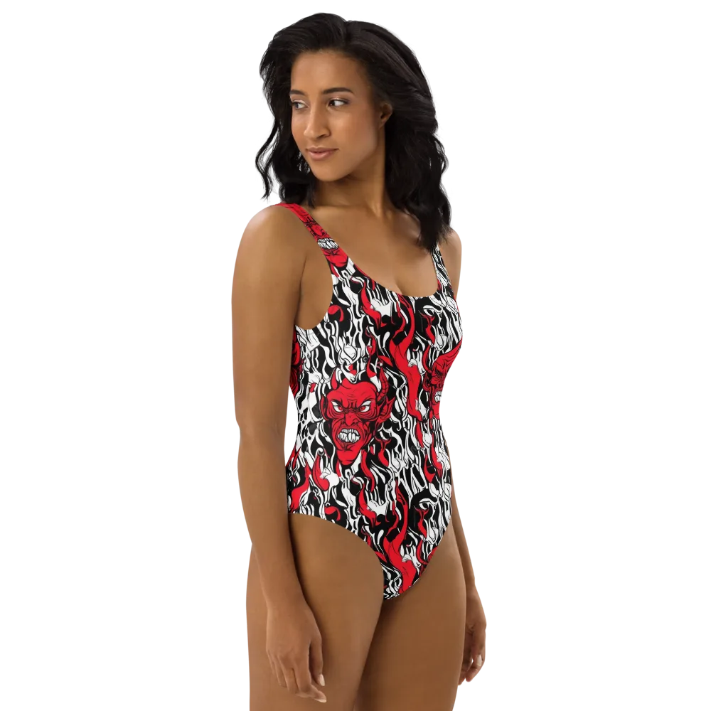 Devil’s Rorschach on One-Piece Swimsuit — Right