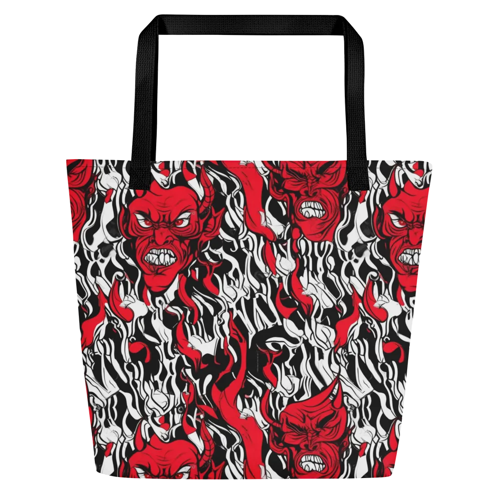 Devil’s Rorschach on Large Tote Bag W/ Pocket — Front