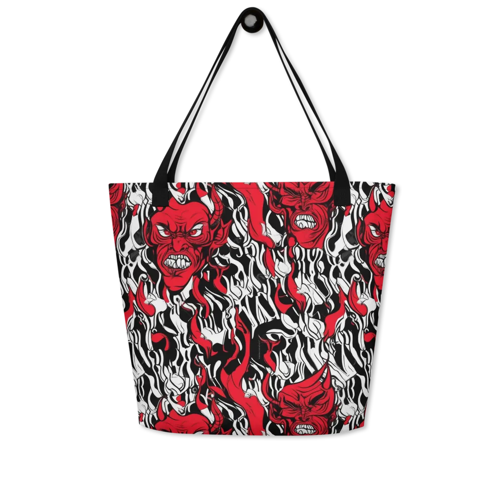 Devil’s Rorschach on Large Tote Bag W/ Pocket — Front