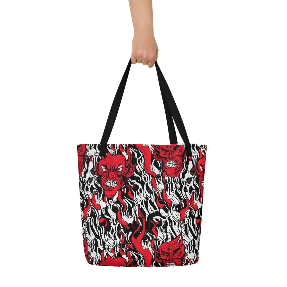 Devil’s Rorschach on Large Tote Bag W/ Pocket — Front