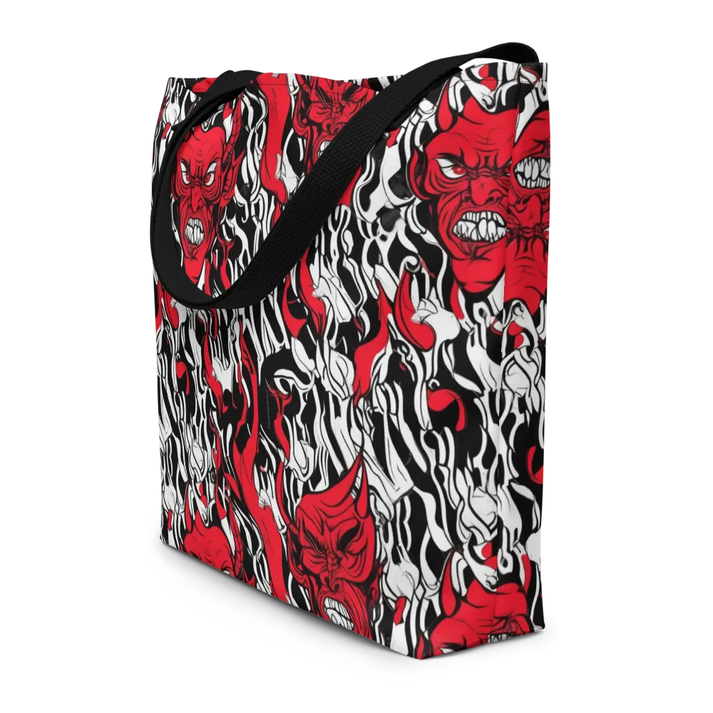 Devil’s Rorschach on Large Tote Bag W/ Pocket — Front